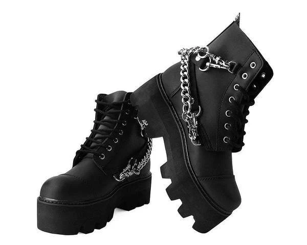 Women TUK A9752 Black 7-Eye Chain & Strap Dino Lug Boot 2 Women TUK A9752 Black 7-Eye Chain & Strap Dino Lug Boot