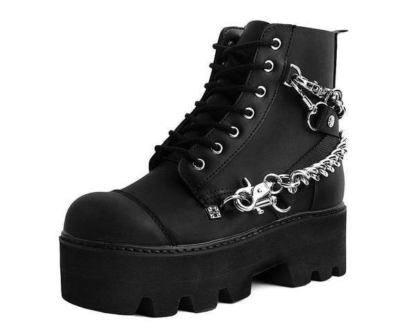 Women TUK A9752 Black 7-Eye Chain & Strap Dino Lug Boot 1 Women TUK A9752 Black 7-Eye Chain & Strap Dino Lug Boot