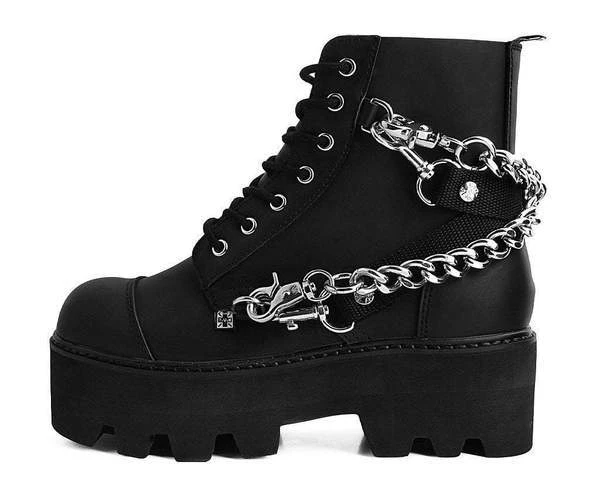 Women TUK A9752 Black 7-Eye Chain & Strap Dino Lug Boot 3 Women TUK A9752 Black 7-Eye Chain & Strap Dino Lug Boot