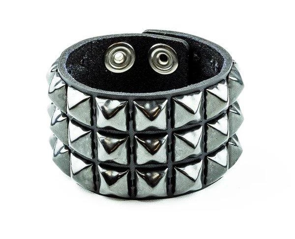 Funk Plus Fetish 3 ROW 1/2" PYRAMID STUD SNAP BRACELET 2 Funk Plus Fetish 3 ROW 1/2" PYRAMID STUD SNAP BRACELET