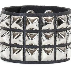 Funk Plus Fetish 3 ROW 1/2" PYRAMID STUD SNAP BRACELET