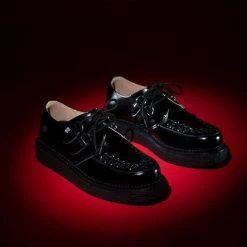 TUK D9762 Black Leather 1970 Original Creeper Women