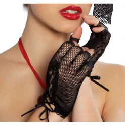 Roma Fishnet Lace-Up Gloves
