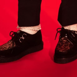 Women TUK D9761 Black Suede & Leopard 1970 Original Creeper