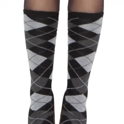 Roma Grey Argyle Leg Warmer Women