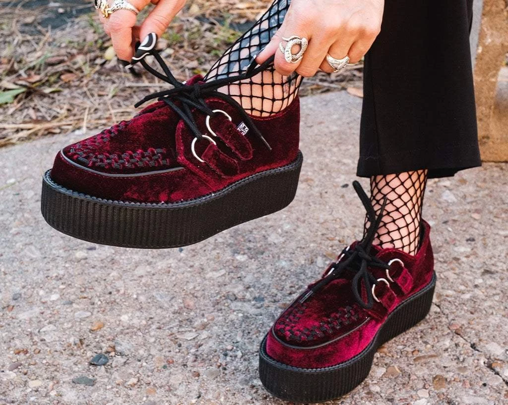 TUK-V8463 Dark Red Velvet Viva Mondo Creepers Women 5 TUK-V8463 Dark Red Velvet Viva Mondo Creepers Women