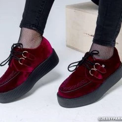 TUK-V8463 Dark Red Velvet Viva Mondo Creepers Women 13 TUK-V8463 Dark Red Velvet Viva Mondo Creepers Women