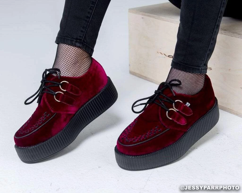 TUK-V8463 Dark Red Velvet Viva Mondo Creepers Women 7 TUK-V8463 Dark Red Velvet Viva Mondo Creepers Women