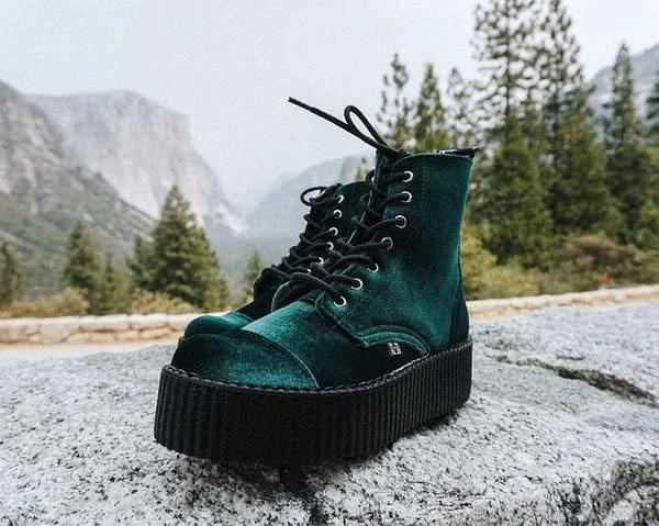 Women TUK V9759L Green Velvet 7-Eye Viva Mondo Boot 5 Women TUK V9759L Green Velvet 7-Eye Viva Mondo Boot