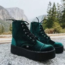Women TUK V9759L Green Velvet 7-Eye Viva Mondo Boot 12 Women TUK V9759L Green Velvet 7-Eye Viva Mondo Boot