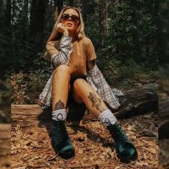 Women TUK V9759L Green Velvet 7-Eye Viva Mondo Boot 13 Women TUK V9759L Green Velvet 7-Eye Viva Mondo Boot