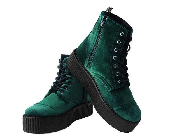 Women TUK V9759L Green Velvet 7-Eye Viva Mondo Boot 2 Women TUK V9759L Green Velvet 7-Eye Viva Mondo Boot