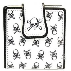Funk Plus White Wallet With Skull & CrossBone Halloween