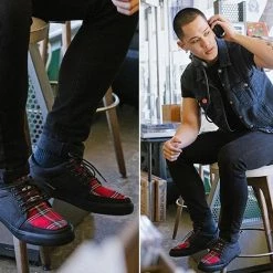 Women TUK-A9300 Black Canvas & Plaid VLK Sneaker