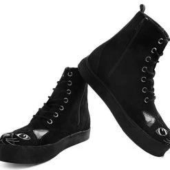 Women TUK-A9345L Faux Suede Embroidered Kitty Sneaker Boot