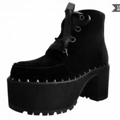 Women TUK-A9346L Black Velvet Spiked Nosebleed Boot