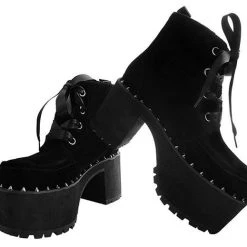 Women TUK-A9346L Black Velvet Spiked Nosebleed Boot