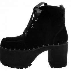 Women TUK-A9346L Black Velvet Spiked Nosebleed Boot