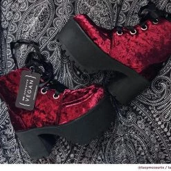 TUK-A9347L Burgundy Crushed Velvet Nosebleed Boot