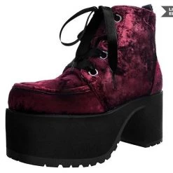 TUK-A9347L Burgundy Crushed Velvet Nosebleed Boot