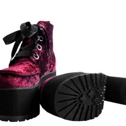 TUK-A9347L Burgundy Crushed Velvet Nosebleed Boot