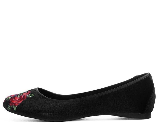 TUK-A9432L Velvet Vegan Rose Embroidered Flat 3 TUK-A9432L Velvet Vegan Rose Embroidered Flat