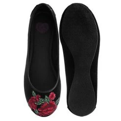TUK-A9432L Velvet Vegan Rose Embroidered Flat 8 TUK-A9432L Velvet Vegan Rose Embroidered Flat