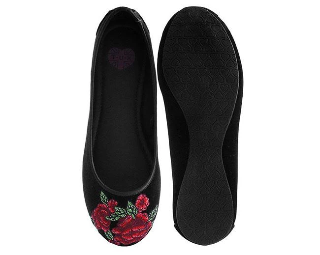 TUK-A9432L Velvet Vegan Rose Embroidered Flat 4 TUK-A9432L Velvet Vegan Rose Embroidered Flat