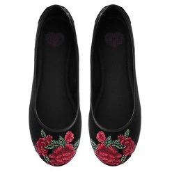 TUK-A9432L Velvet Vegan Rose Embroidered Flat