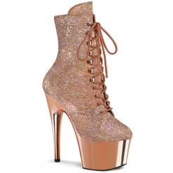 Women Pleaser Adore-1020HM-Rose Gold Holo Metallic Pu/Rose Gold Chr-Size 11-Clearance