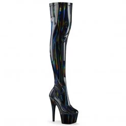 Pleaser Adore-3000HWR-Black Str. Holo/Black Holo-Size 7-Clearance