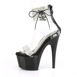 Pleaser Adore-727RS-Clear-Black/Black-Size 10-Clearance Women