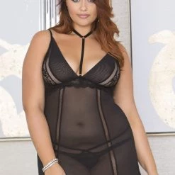 ICollection Soft Cup Mesh Babydoll With Choker