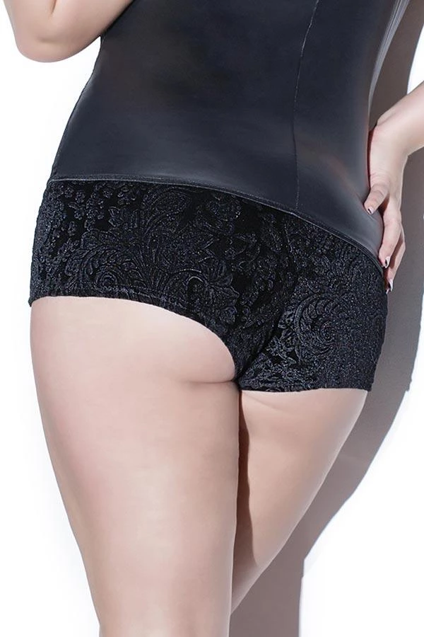 Coquette Wet Look Booty Short With Velvet Panties 2 Coquette Wet Look Booty Short With Velvet Panties