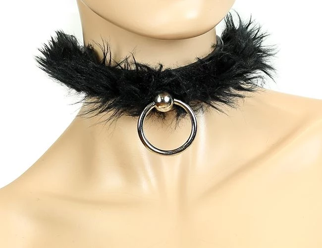 Funk Plus Fetish Leather & Fur Sub Bondage Collar 1 Funk Plus Fetish Leather & Fur Sub Bondage Collar