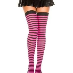 Music Legs Opaque Thigh Hi Christmas