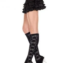 Music Legs Floral Acrylic Knee Hi