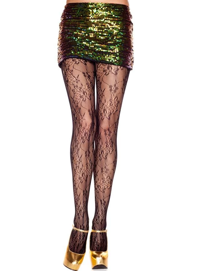 Music Legs Hosiery Floral Lace Pantyhose 1 Music Legs Hosiery Floral Lace Pantyhose