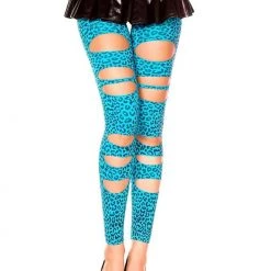 Music Legs Cut Out Leopard Leggings Hosiery