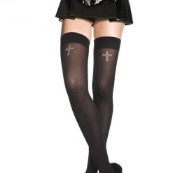 Music Legs Halloween Cross Thigh Hi