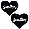 Pastease Love: "Swallow" In White On Black Heart Nipple Pasties