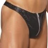 Elegant Moments Mens Leather Zip Up Thong Fetish
