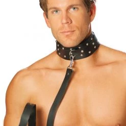 Elegant Moments Fetish Studded Men's Leather Collar