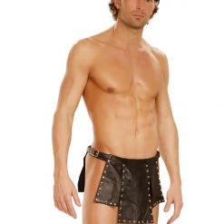 Elegant Moments Fetish Buckle Closure Leather Kilt
