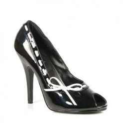 Pleaser SEDUCE-219 Pump-Black-White-Size 6-Clearance