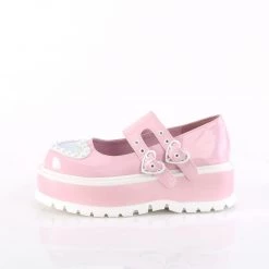 Demonia Slacker-25-Baby Pink Holo Patent-Size 11-Clearance Women