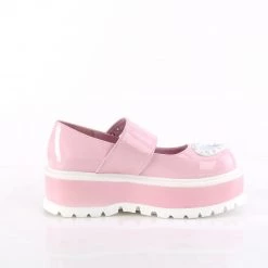 Demonia Slacker-25-Baby Pink Holo Patent-Size 11-Clearance Women